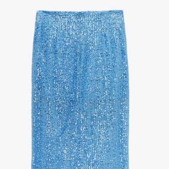 ZARA Sequin Blue Skirt - Picture 2 of 10